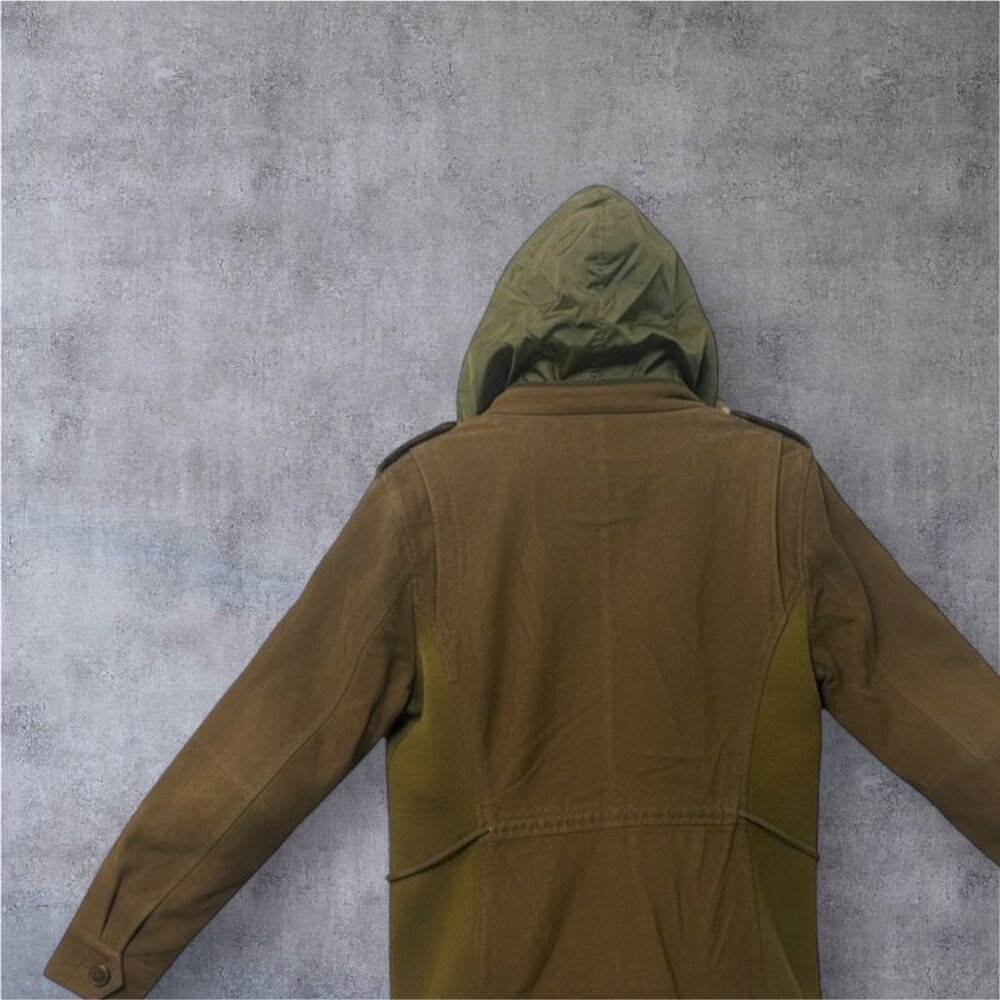 Cotton canvas field jacket w/ faux fur collar HIDDEN rain hoodie Eddie BAUER XL - Picture 11 of 16